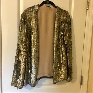 Zara gold sequined cardigan jacket blazer